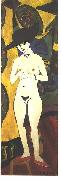 Ernst Ludwig Kirchner Female nude with black hat oil painting reproduction
